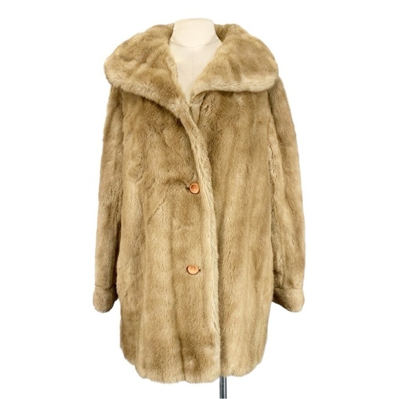 Vintage Dubrowsky & Joseph Faux Fur Coat Size Large - Picture 1 of 12